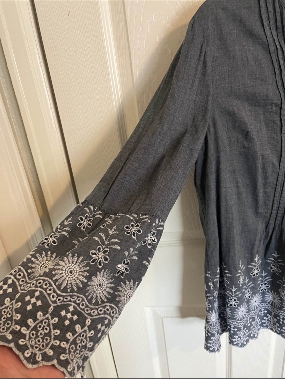 Style & Co. Indigo Blue Embroidered Peasant Tunic - Picture 4 of 10